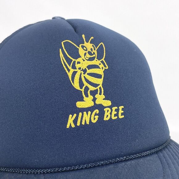 Vintage KING BEE Navy Blue Snapback Mesh Trucker Foam Rope Hat Scrambled Eggs - Picture 10 of 14